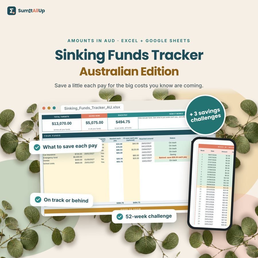 Sinking Funds Tracker spreadsheet